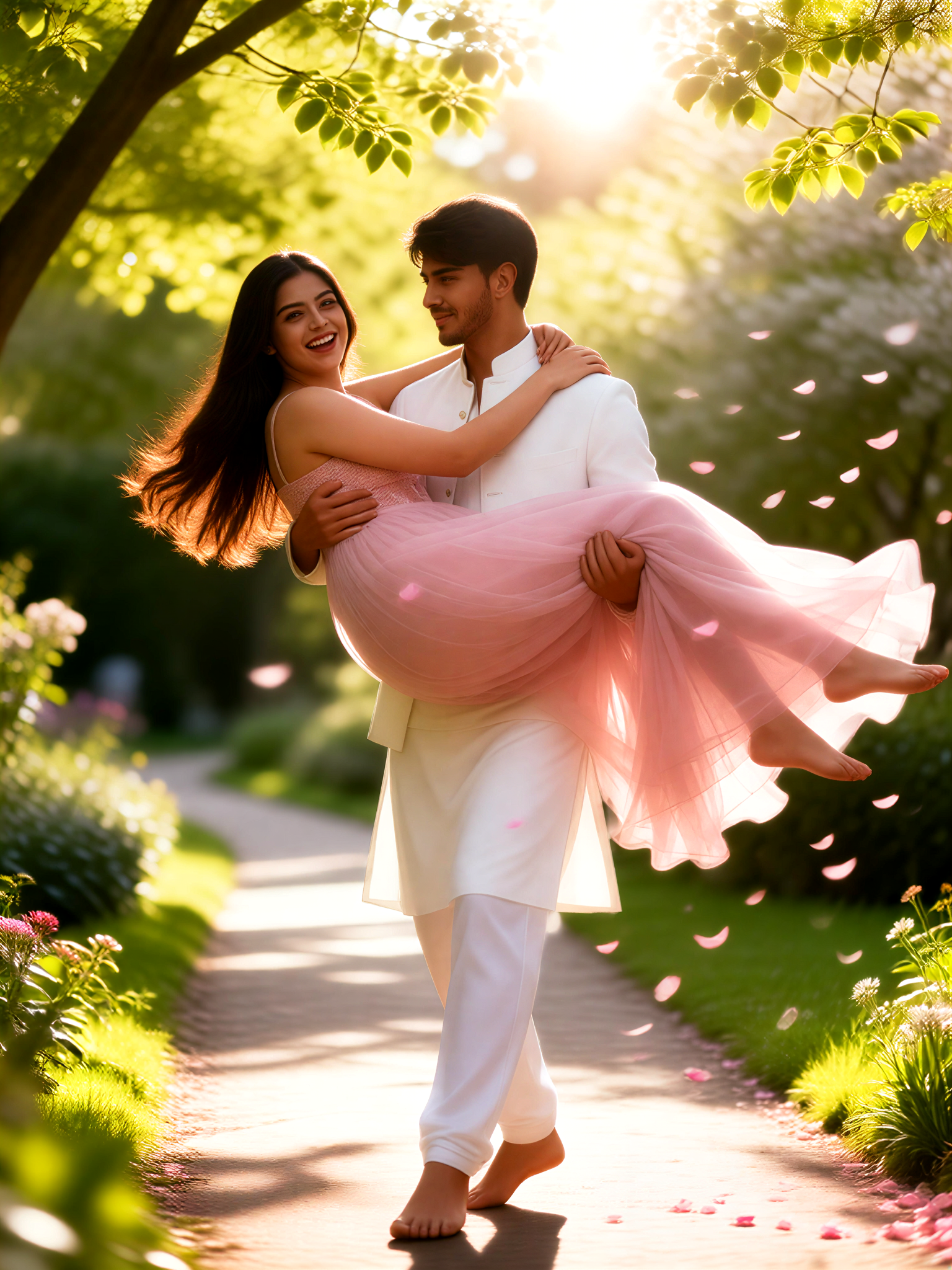 Rotating embrace in petals image