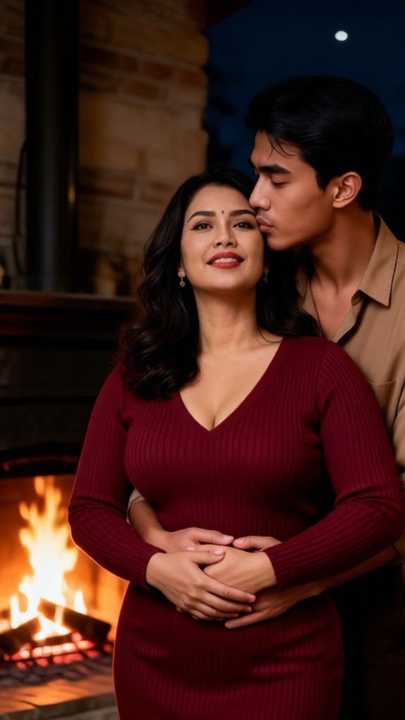 Fireplace Winter Kiss image