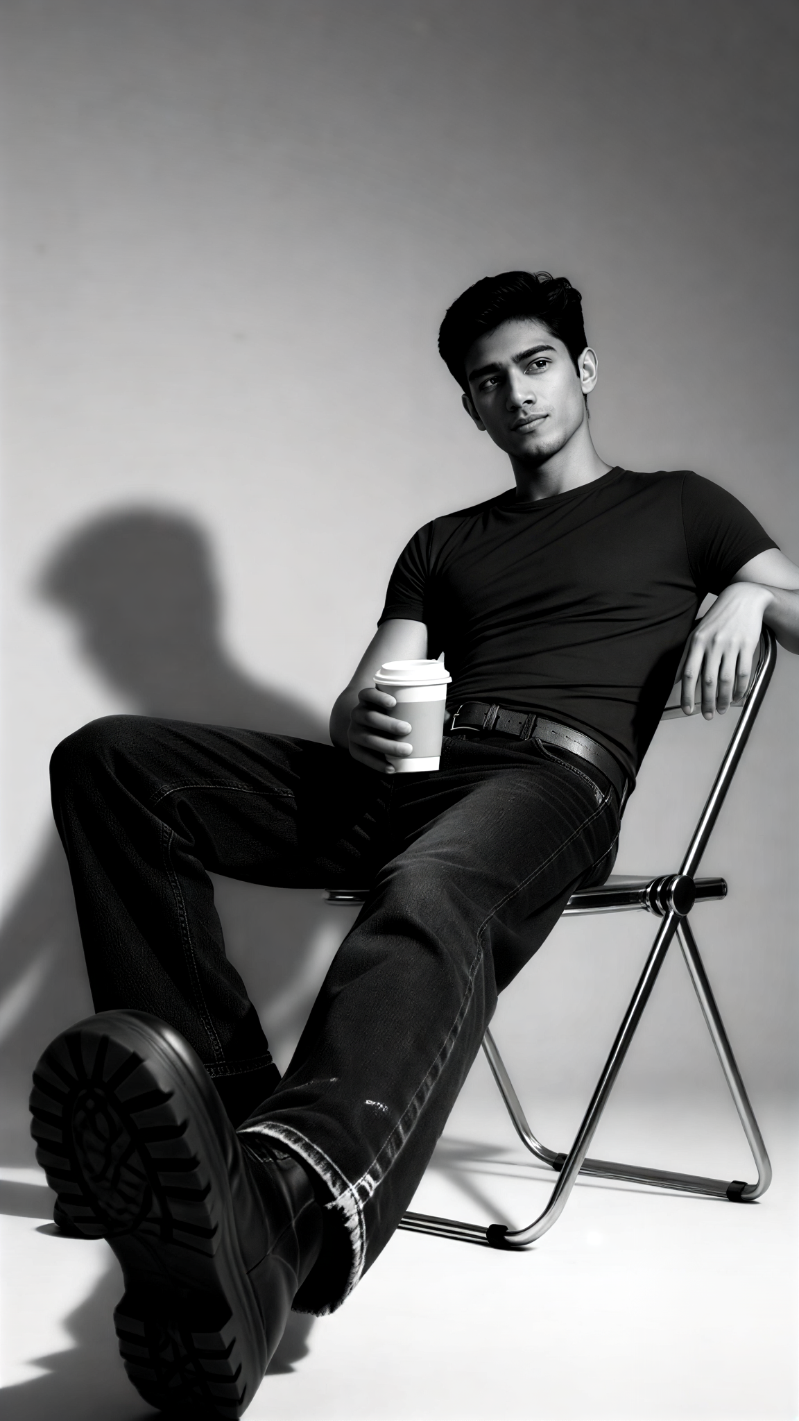 Black and white seated portrait 1 image