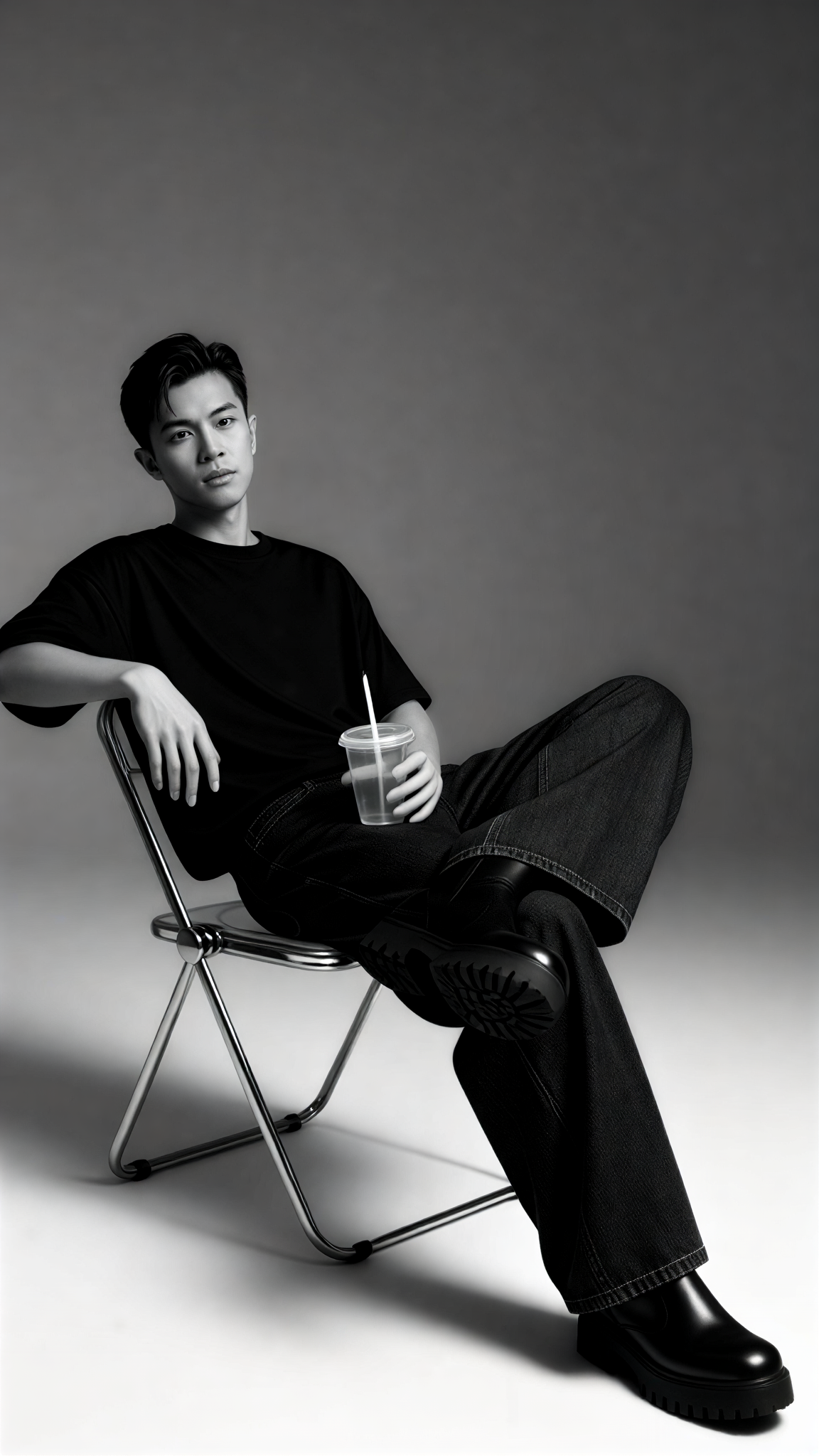 Black and white seated portrait 3 image