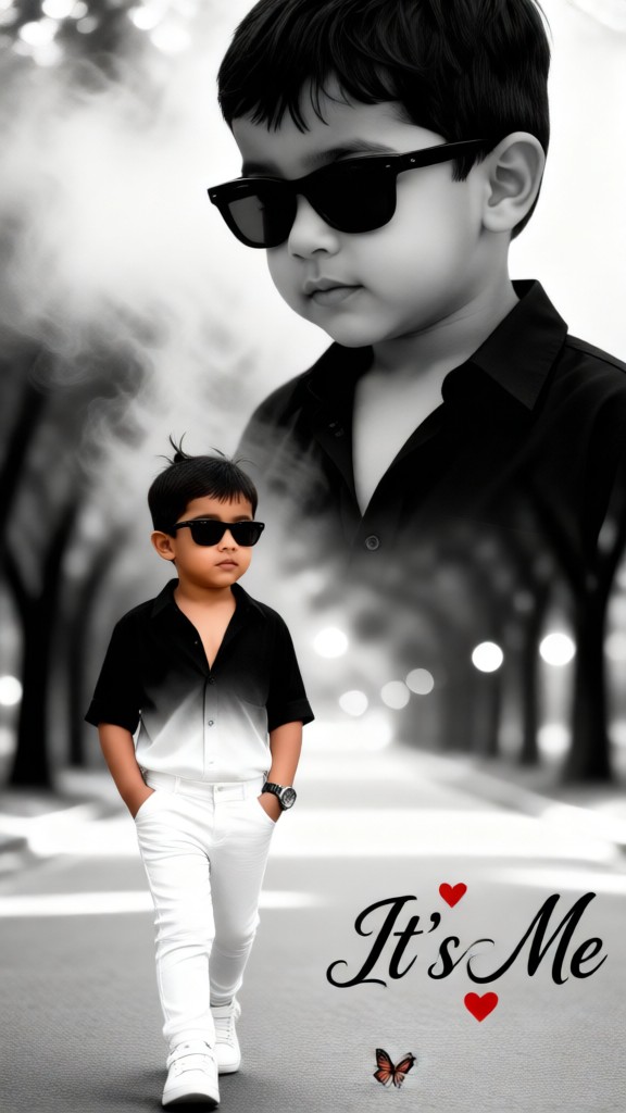 Handsome Baby in black and white image