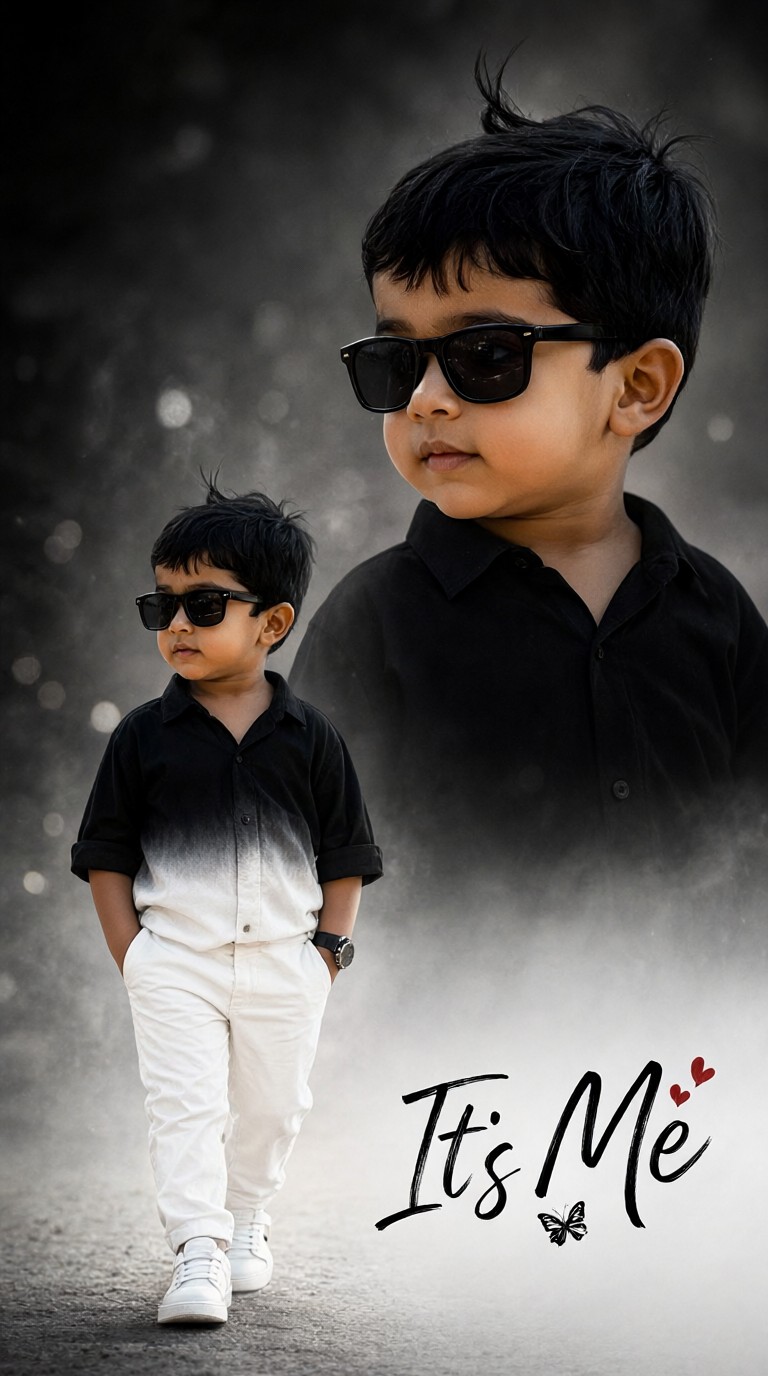 Handsome Baby in black and white image