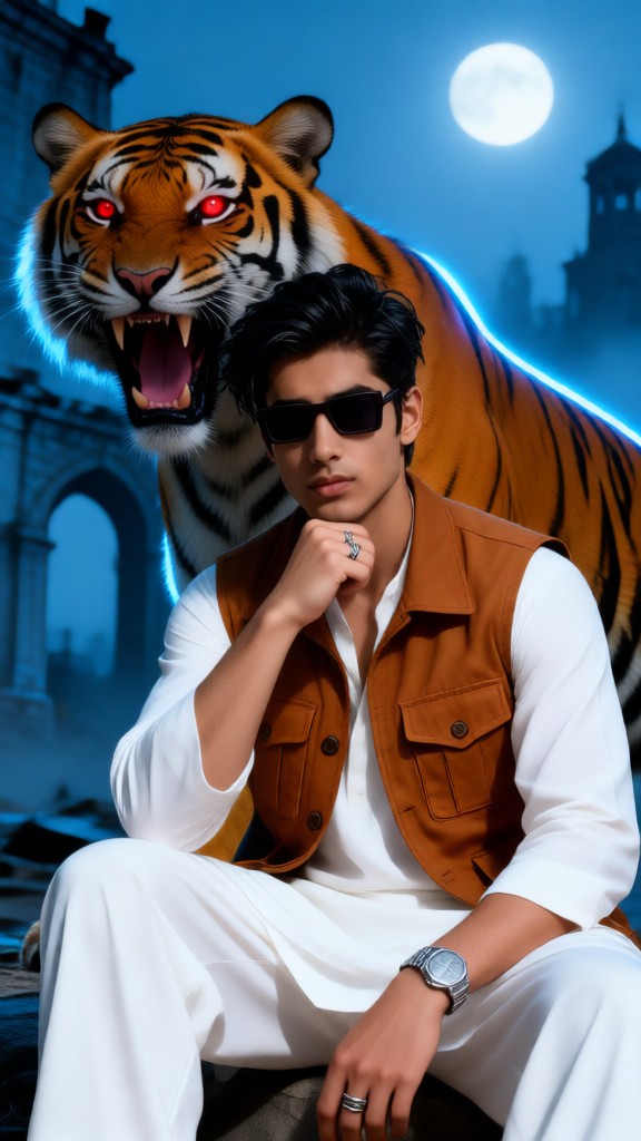 Man and beast image