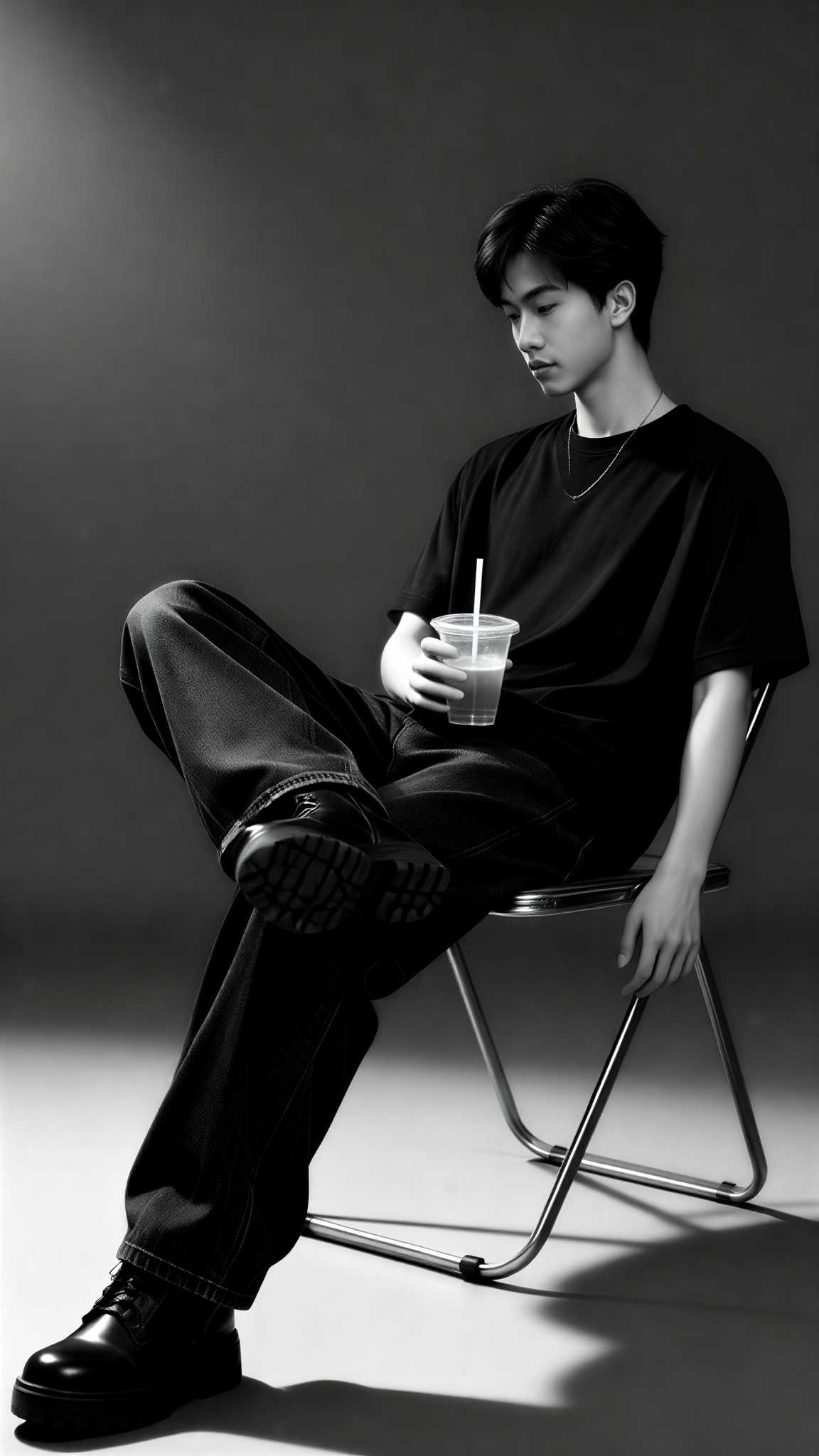 Black and white seated portrait 2 image
