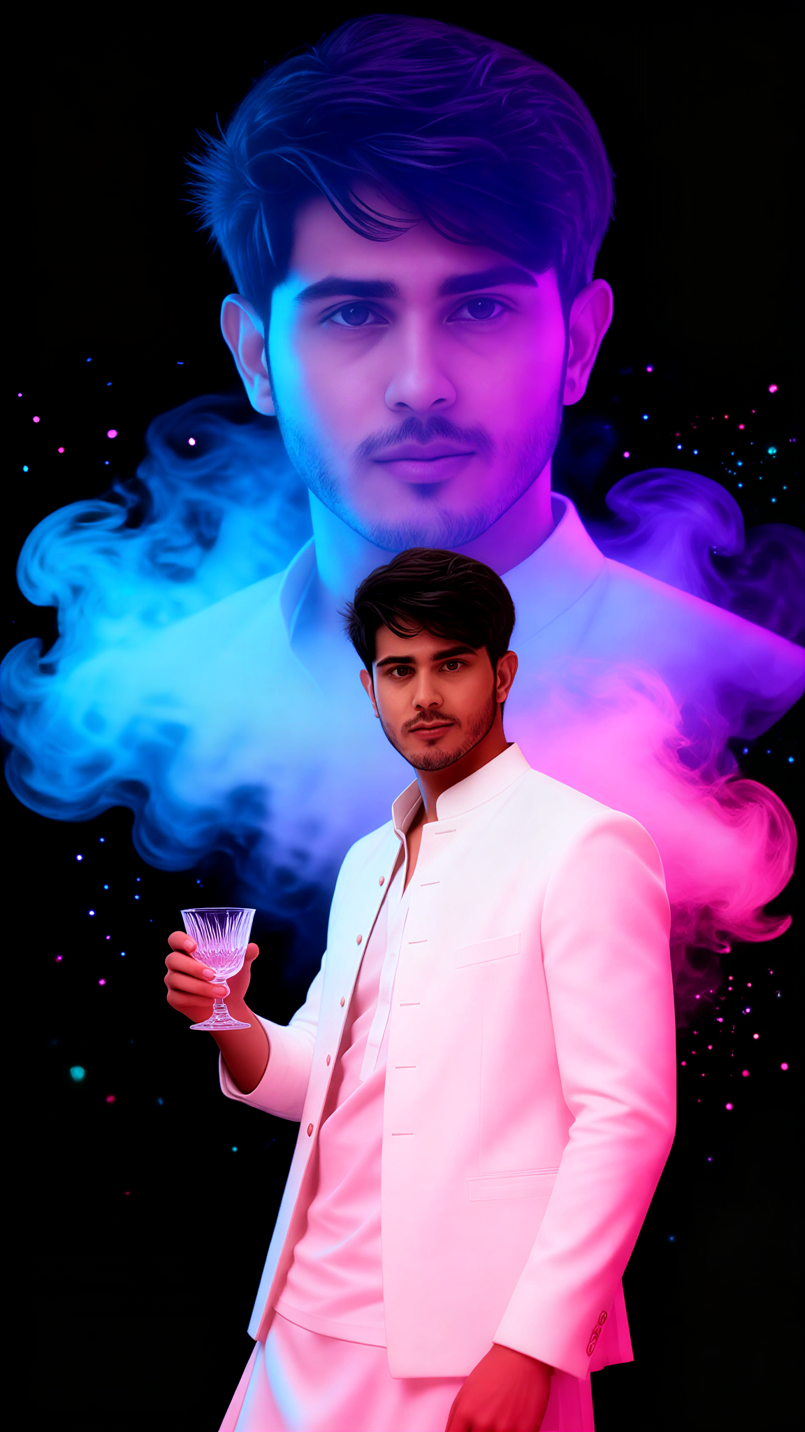 Multicolor Smoke Double Exposure Portrait image