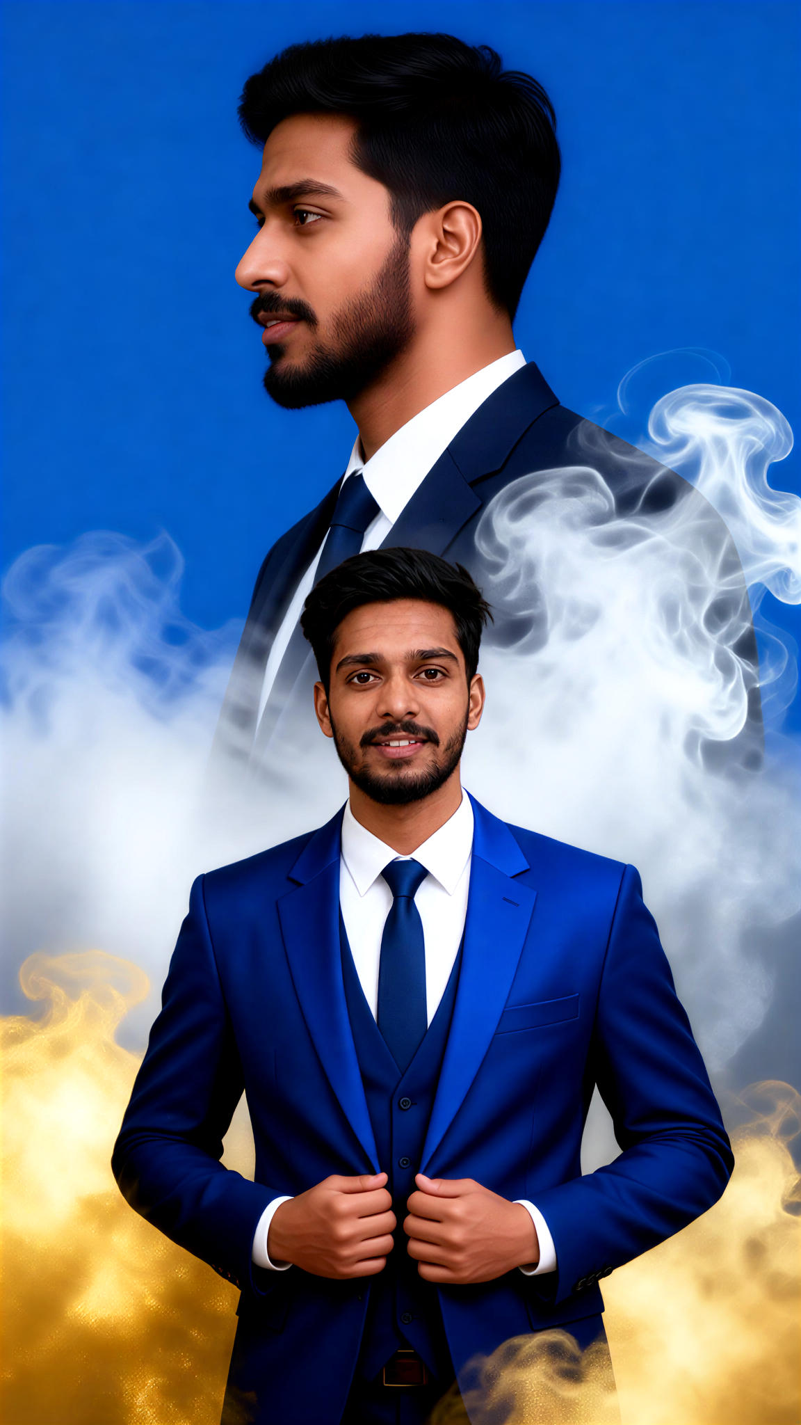 Multicolor Smoke Double Exposure Portrait image