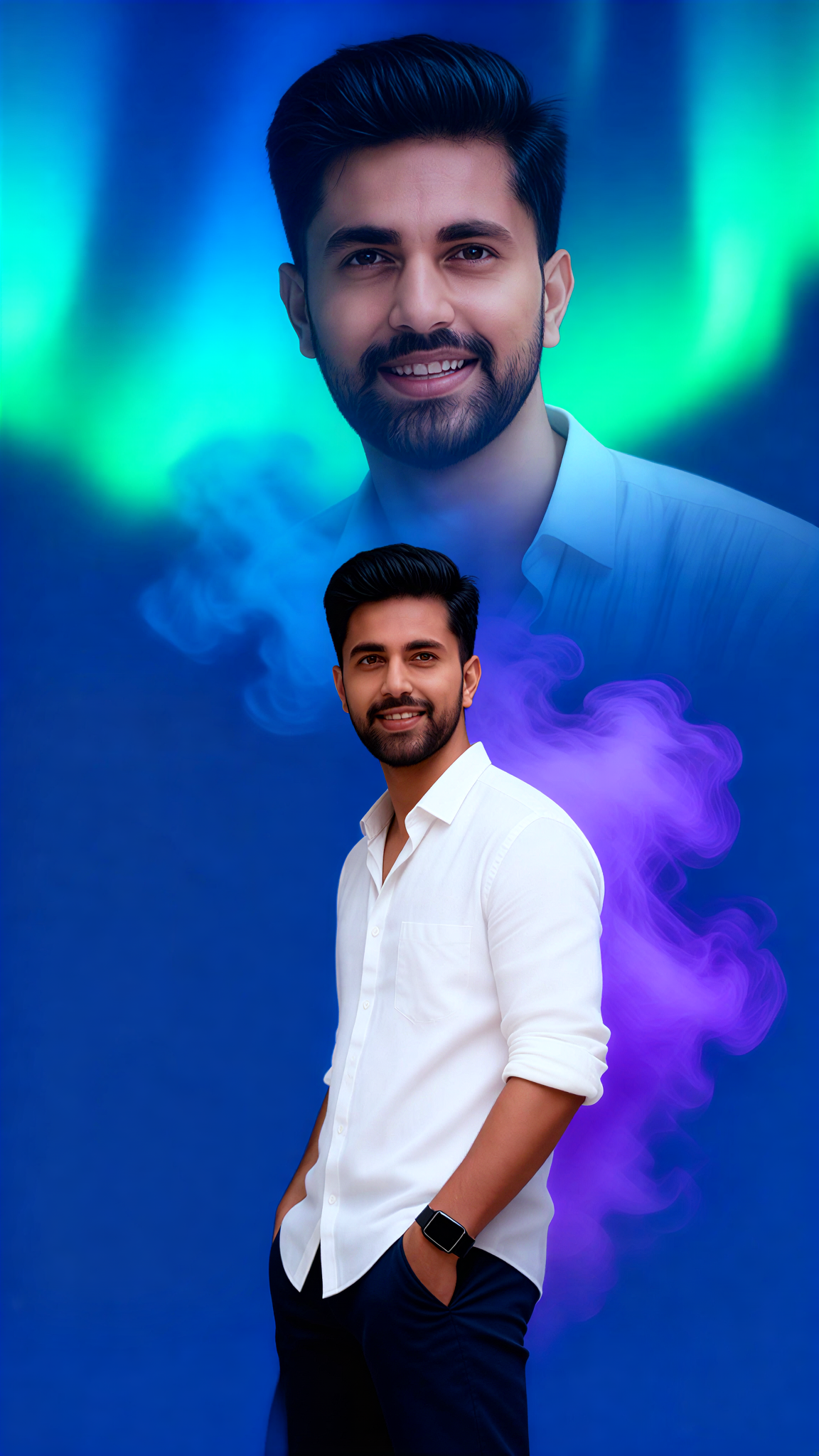 Multicolor Smoke Double Exposure Portrait image