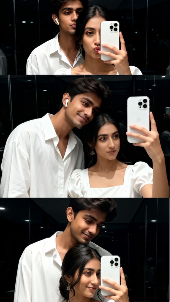 Cute Couple Selfie Three-Grid image