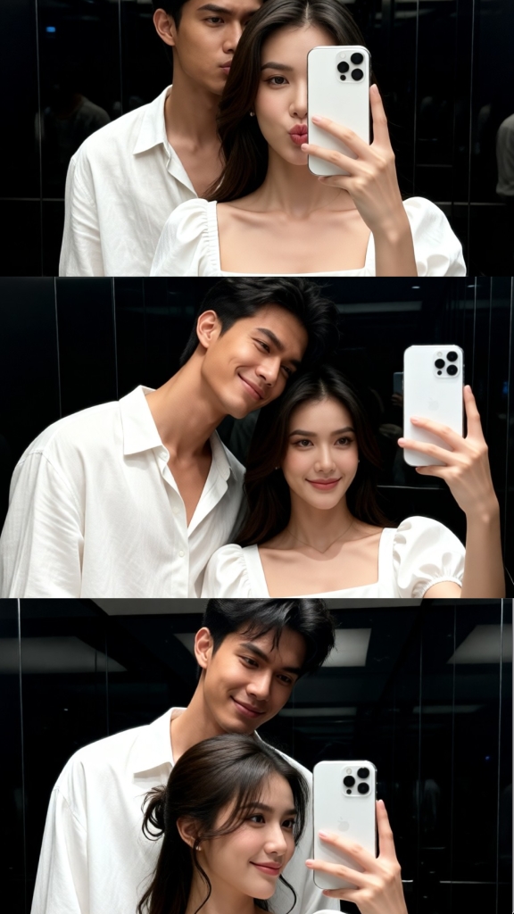 Cute Couple Selfie Three-Grid-T image