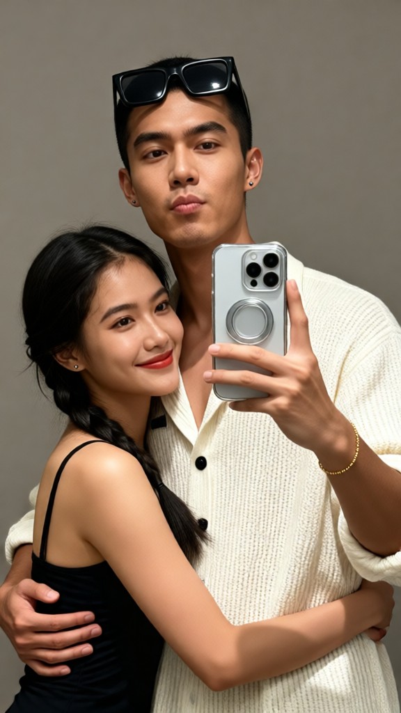 Lovely Couple Mirror Selfie-T image