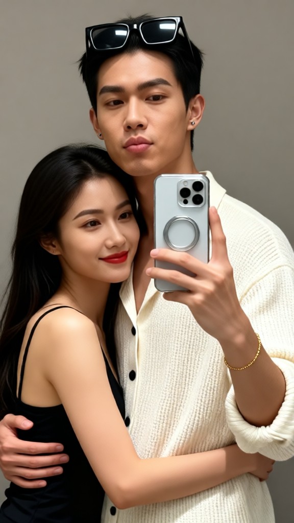 Lovely Couple Mirror Selfie-V image