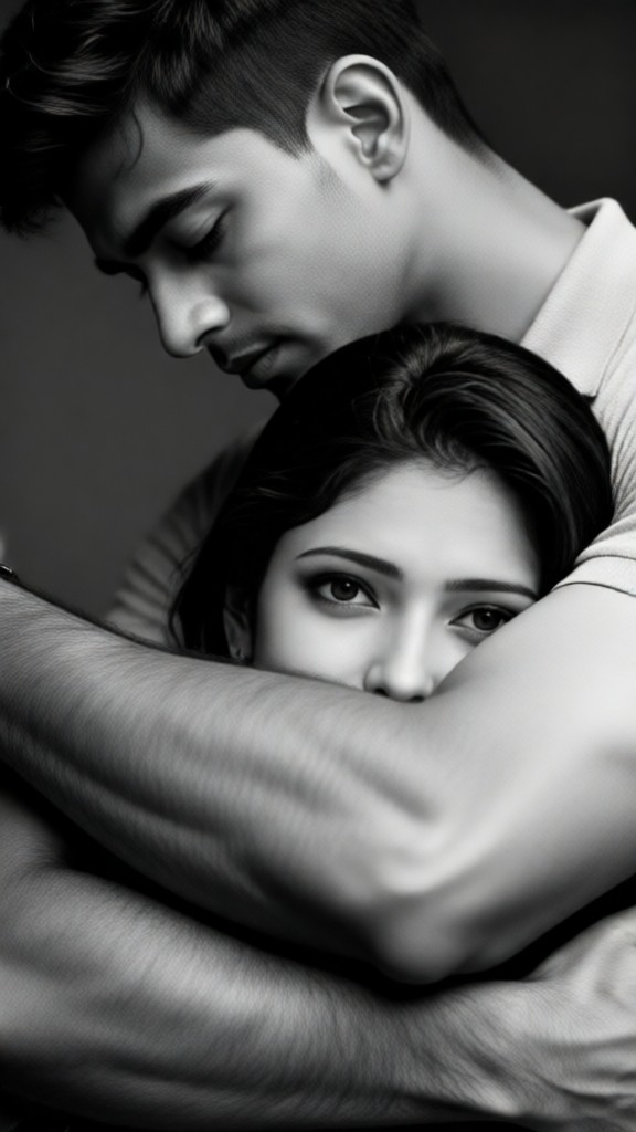 Black and White Couple Covering Mouth Wallpaper image