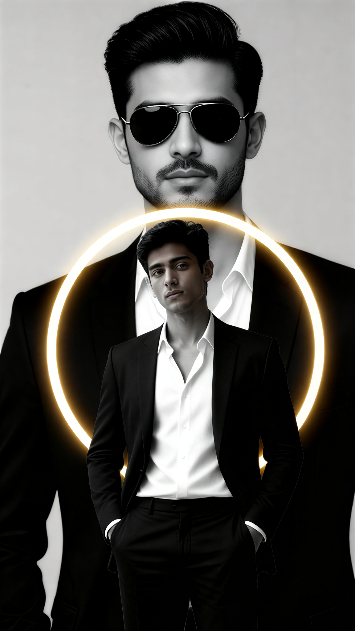 Double-exposure professional attire image