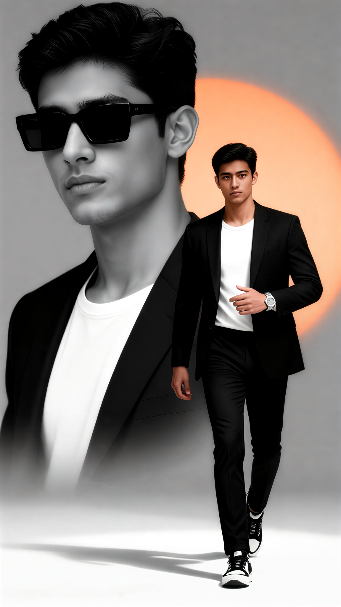 Double-exposure professional attire image