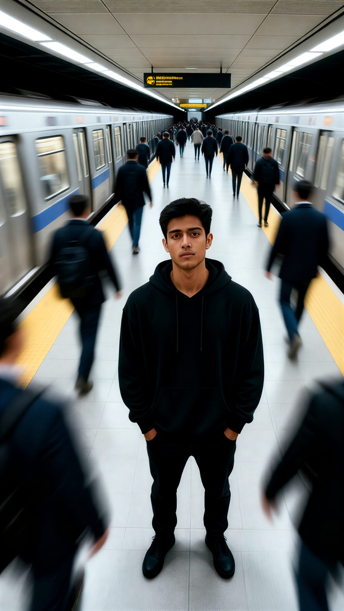 Long-exposure emotional portrait photography image
