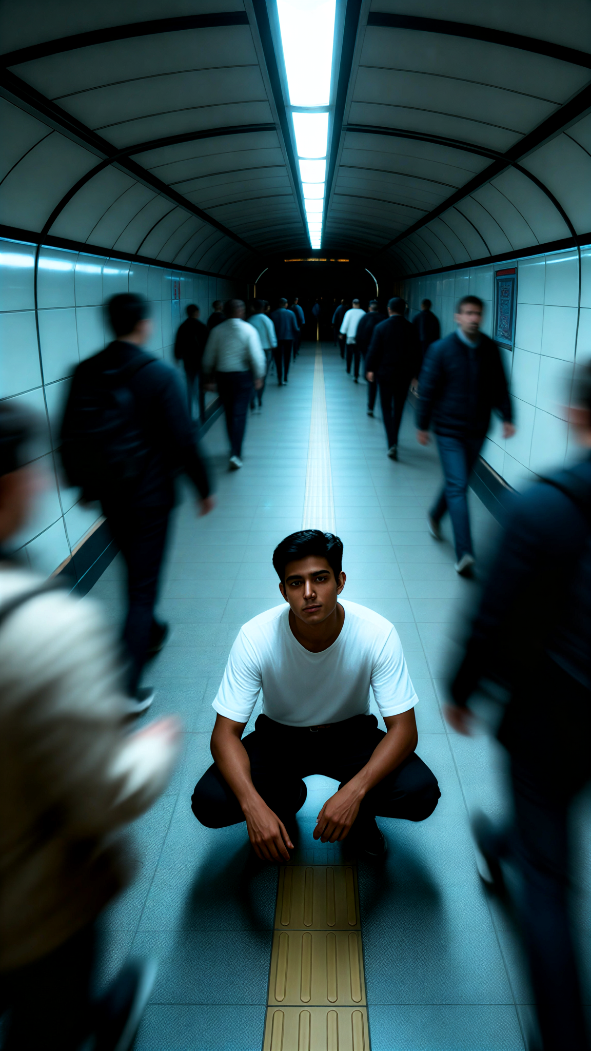 Long-exposure emotional portrait photography image