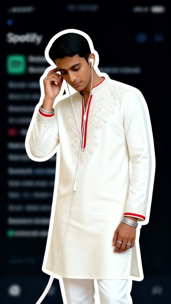 Handsome Boy Listening to Music image