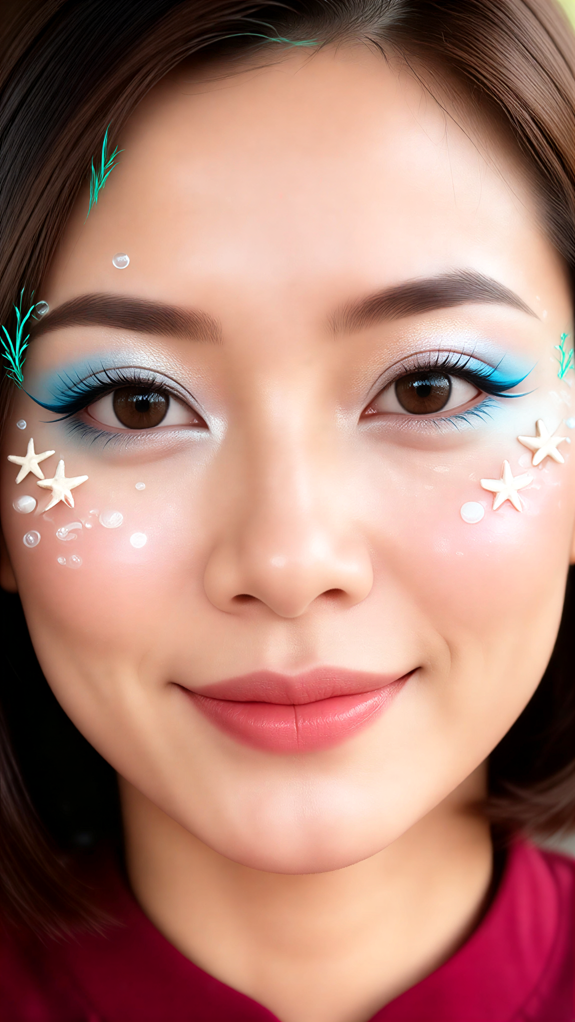 Ocean-inspired facial makeup image