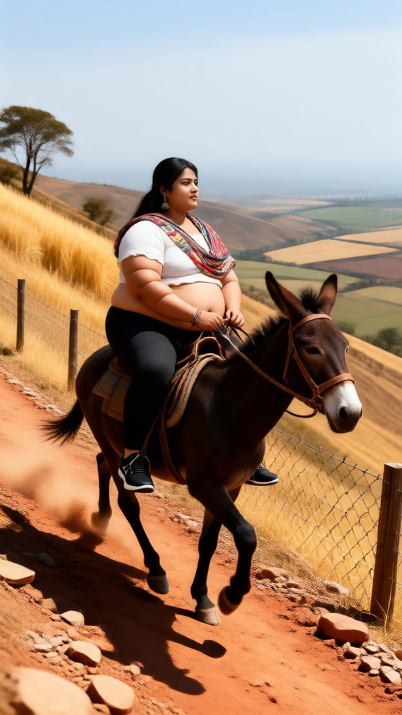 Fat Human Riding Donkey image