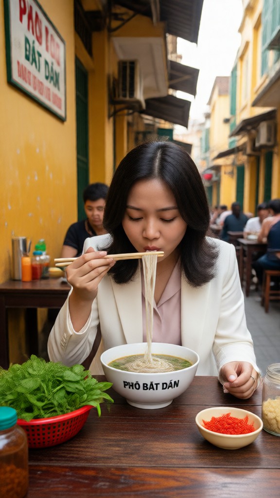Vietnamese street side river noodle restaurant image