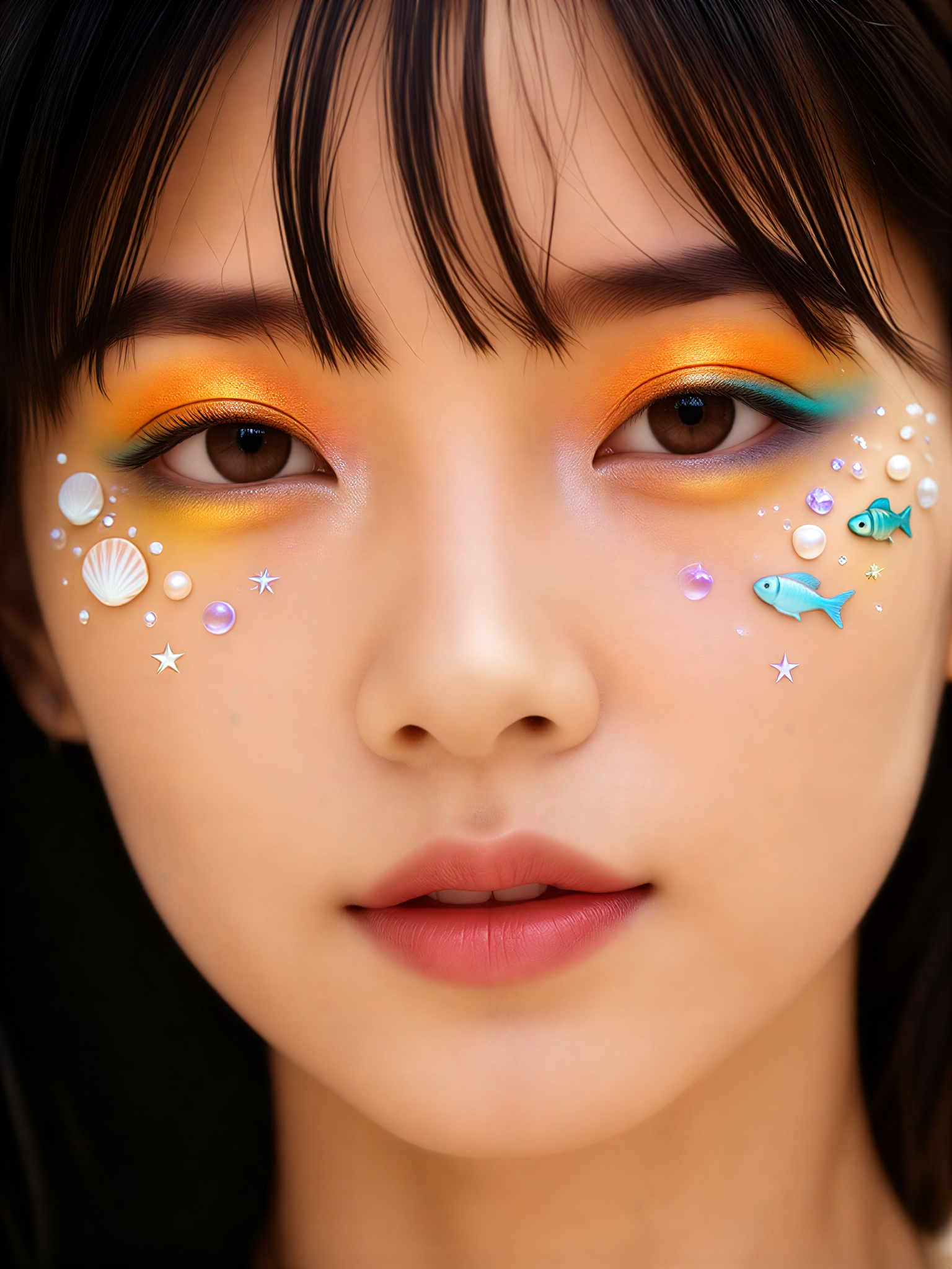 Ocean-inspired facial makeup image