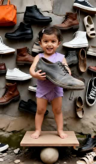 Kid outfit transformation with worn-out shoes image