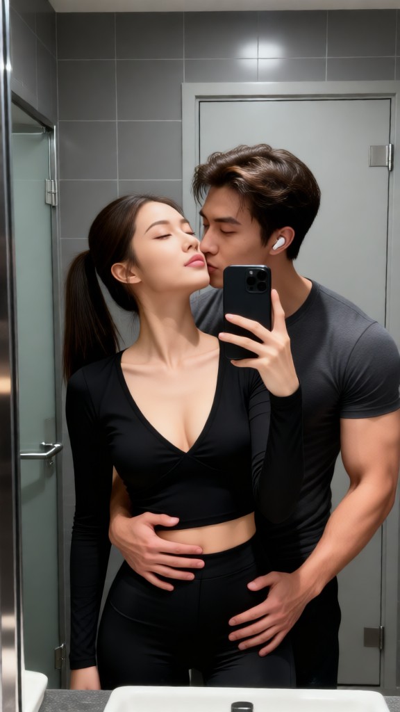 Sexy Couple Kissing in Restroom-02-V image