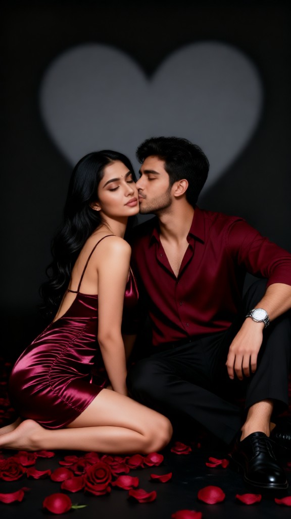 Romantic Couple Sexy Kiss Portrait image