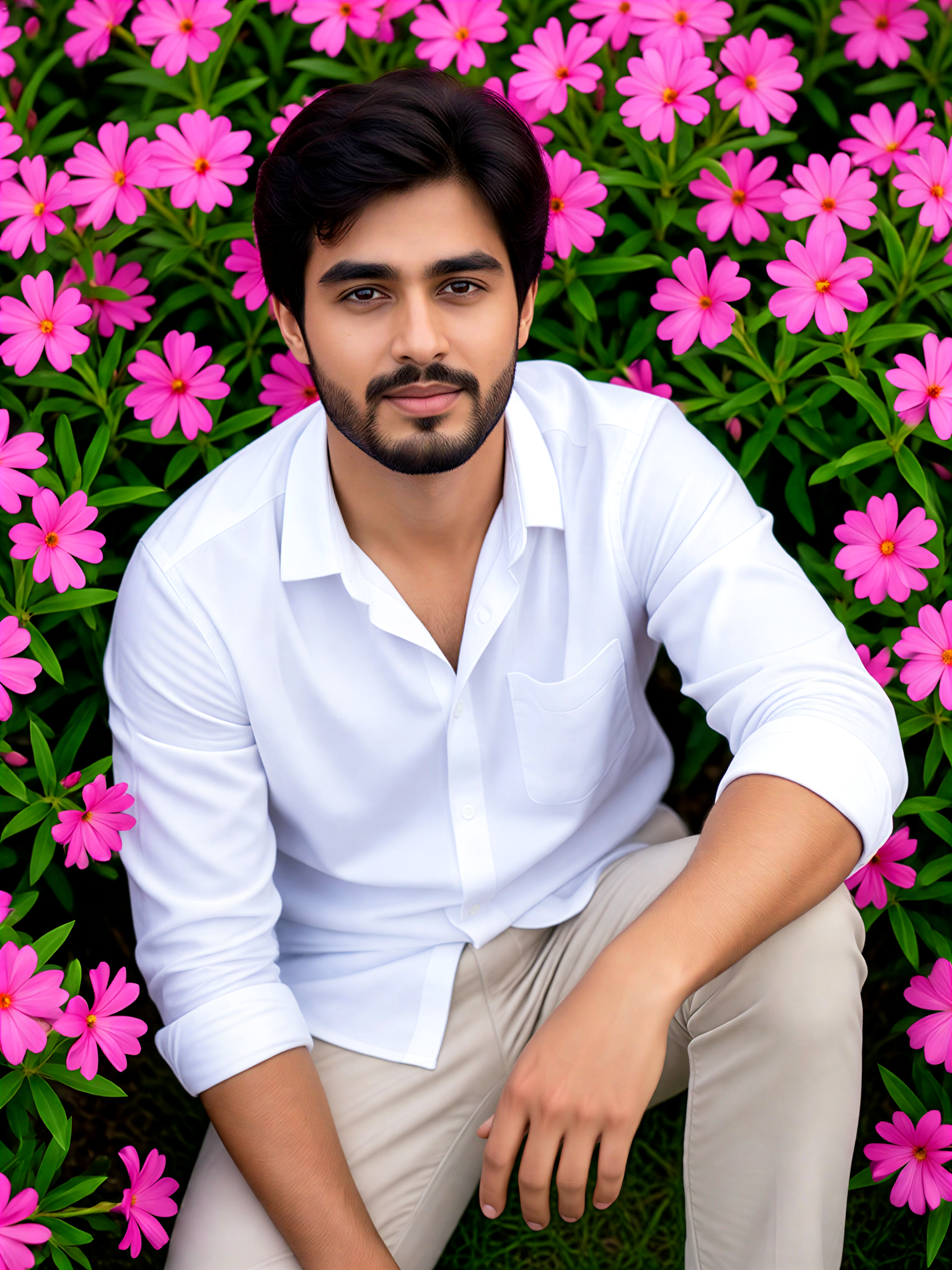 White Shirt Flower Sit image