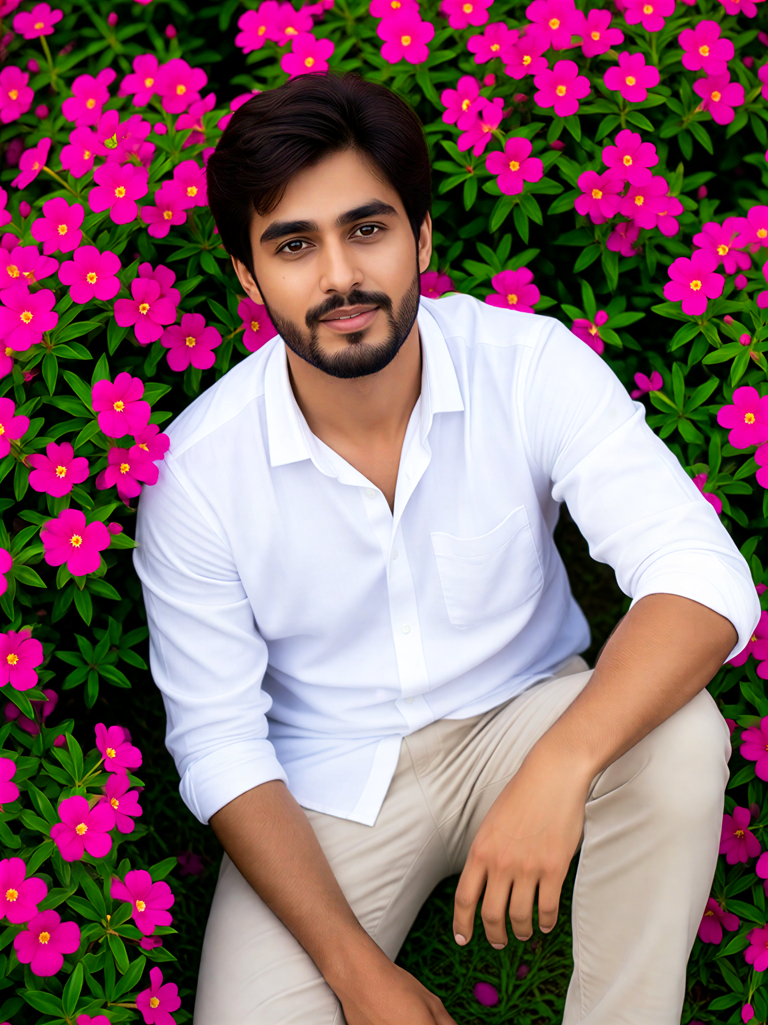 White Shirt Flower Sit image