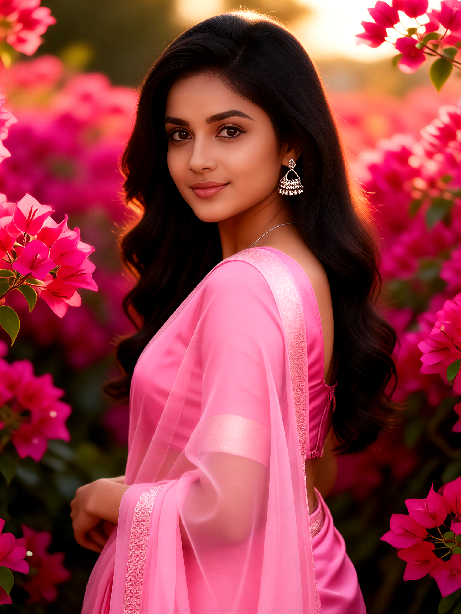 Pink Saree Flower Sea image
