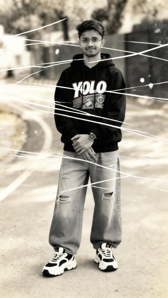 Restoration of old photos with underlined lines image