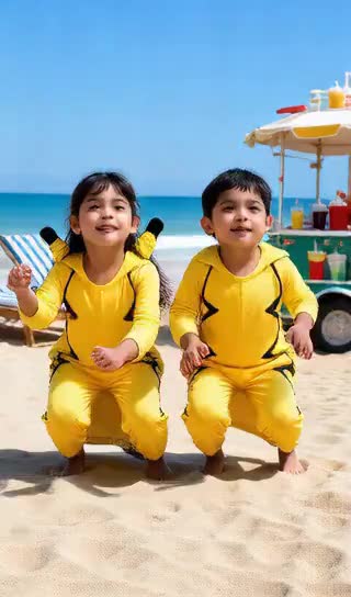 Funny Beach Boy & Girl Dance image