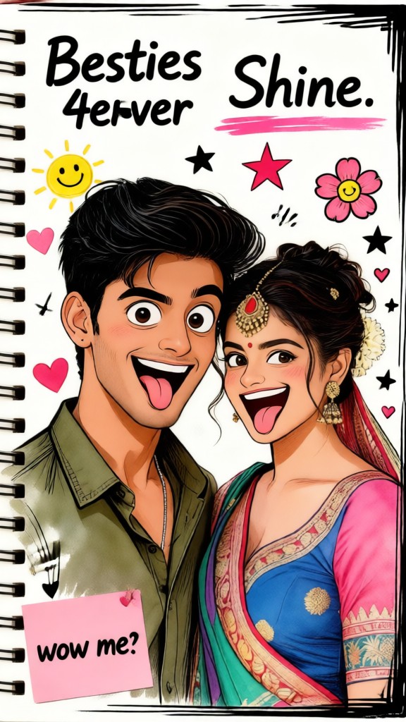 Cute Couple Photo Drawing image