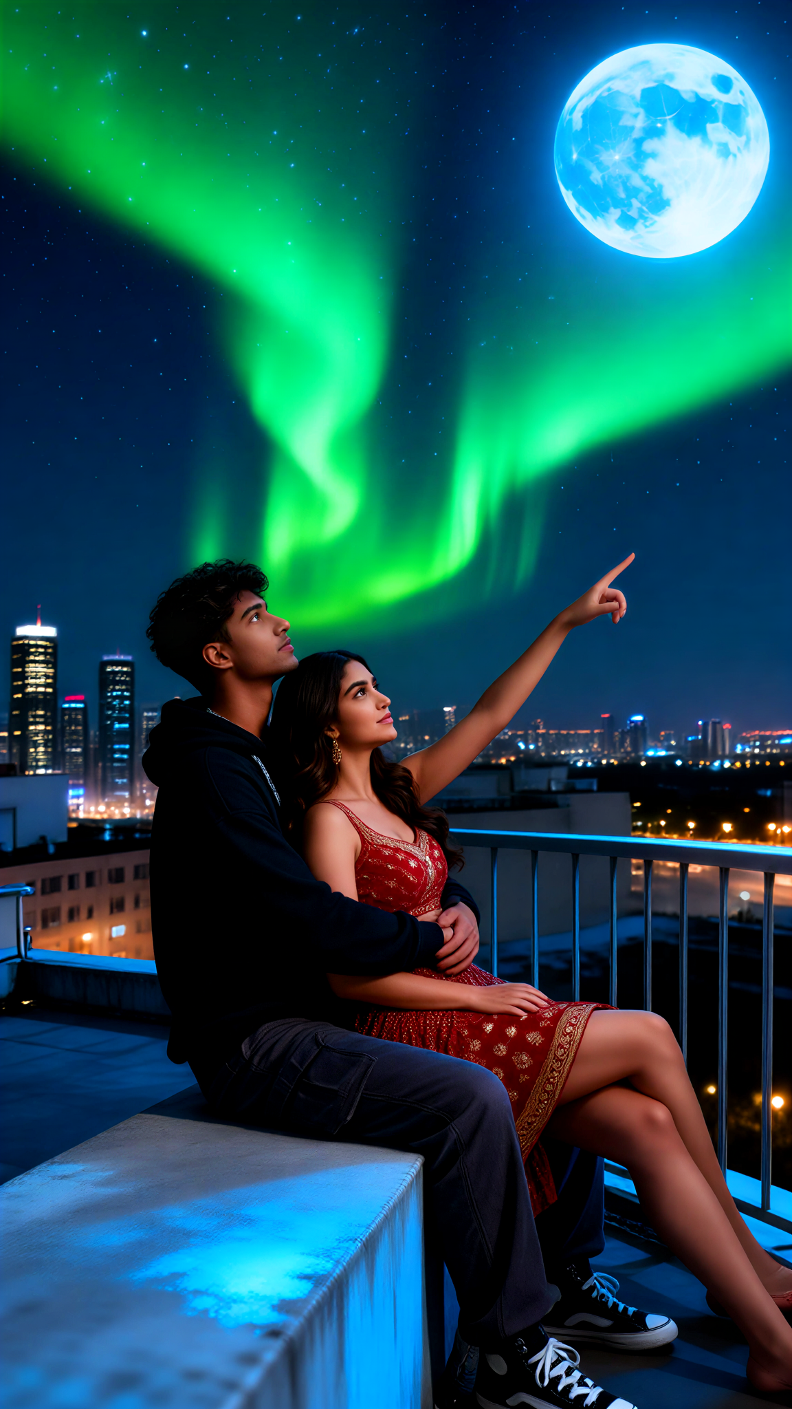 Moon Viewing Under the Northern Lights image