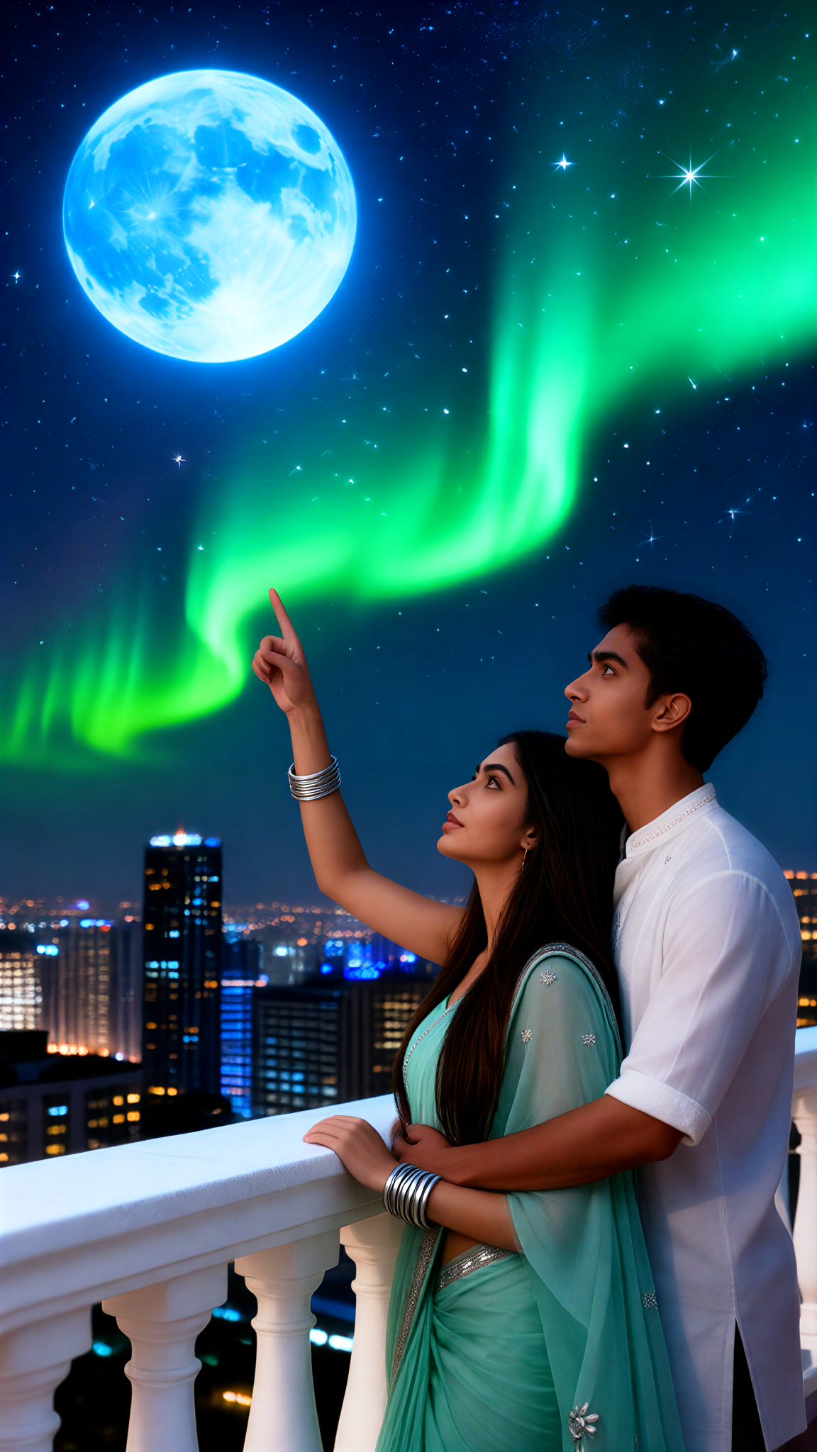 Moon Viewing Under the Northern Lights image