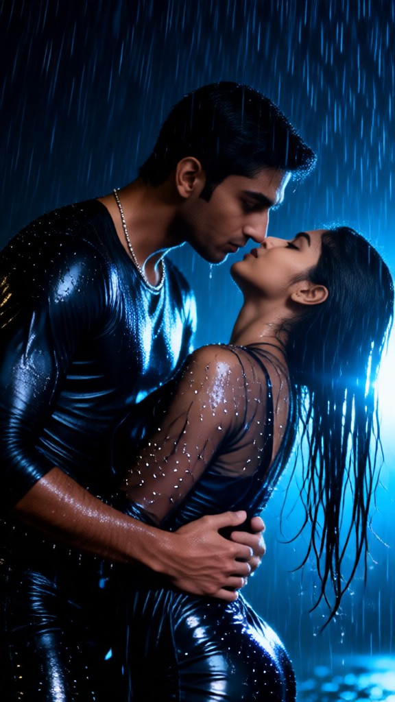 Romantic and Sexy Couple on a Rainy Night image