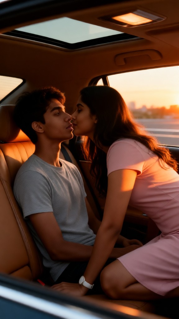 Kissing in the backseat image