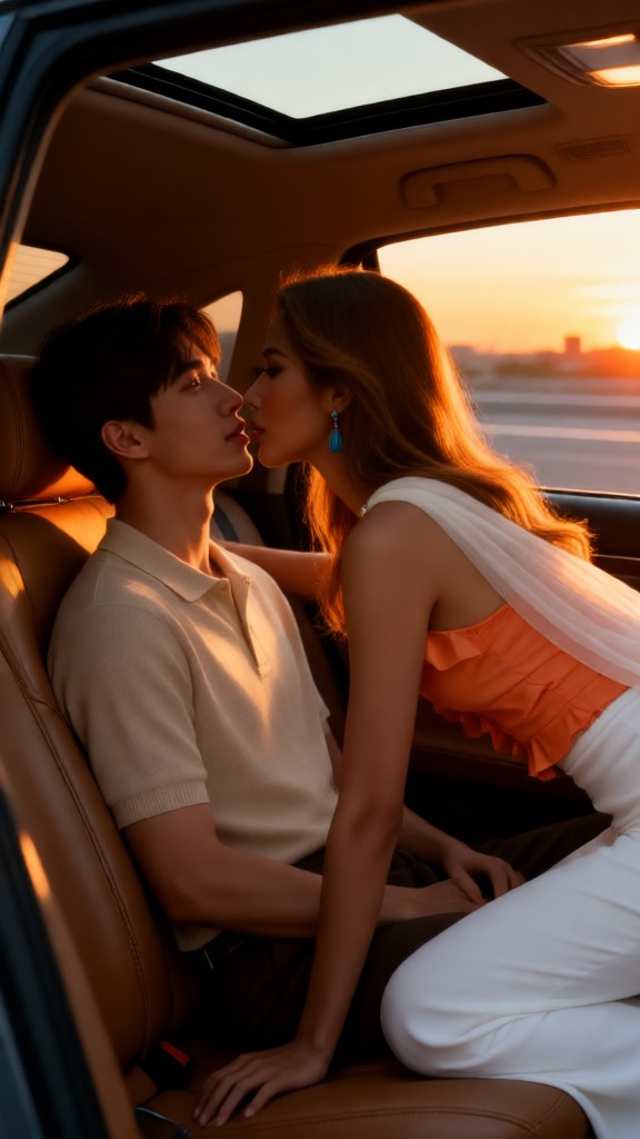 Kissing in the backseat image