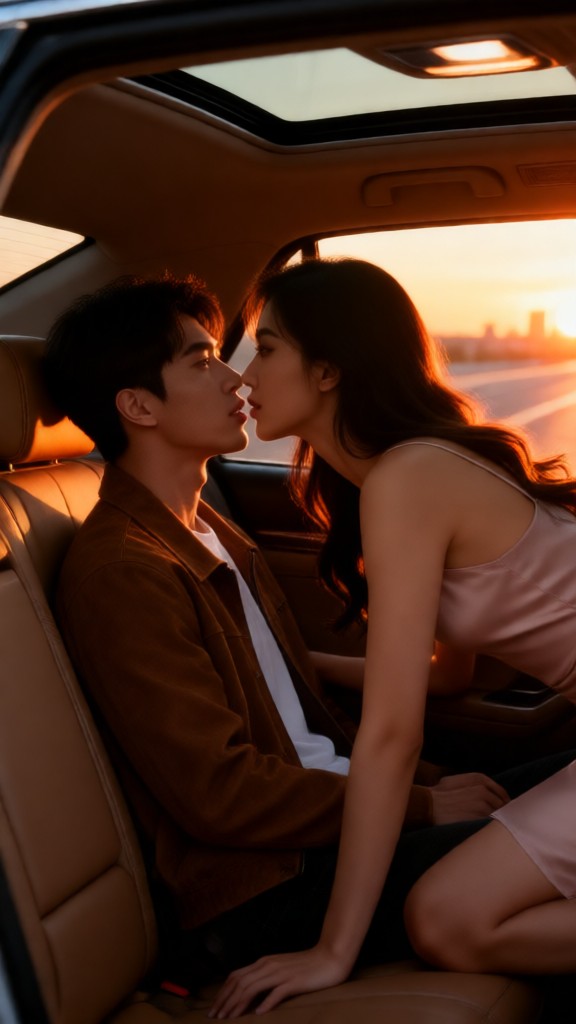 Kissing in the backseat image