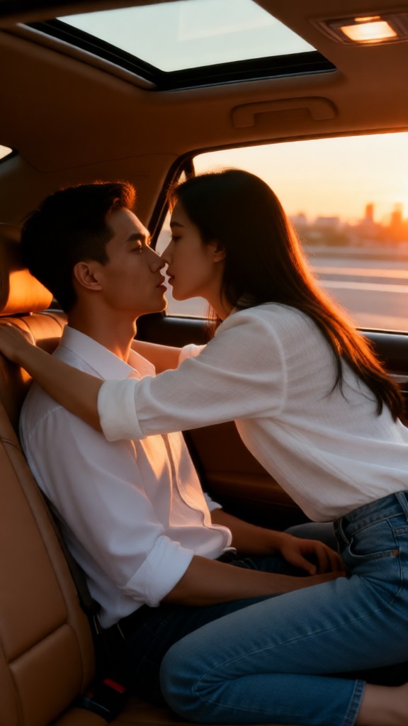 Kissing in the backseat image