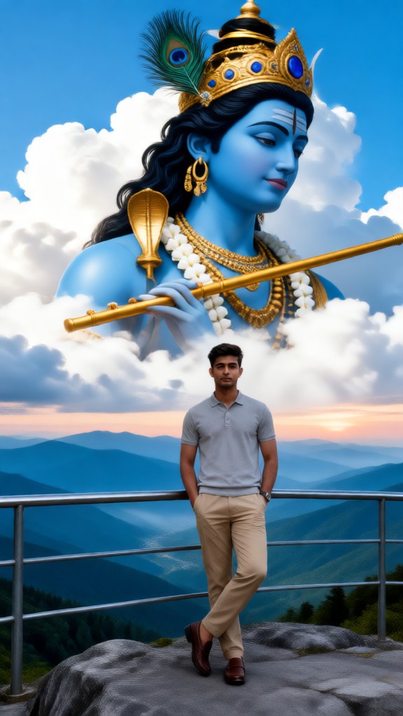 MAN：Double Exposure of the Sky God Statue image