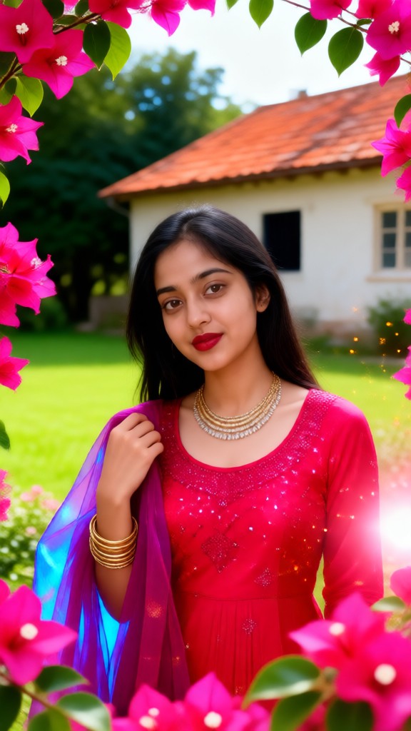 Beautiful Red Flower Girl image
