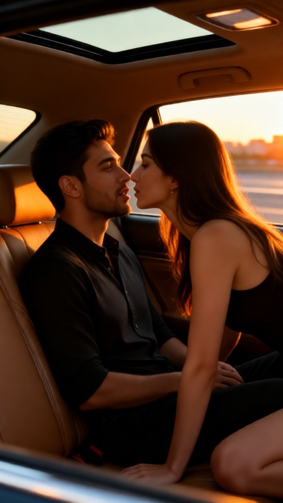 Kissing in the backseat image