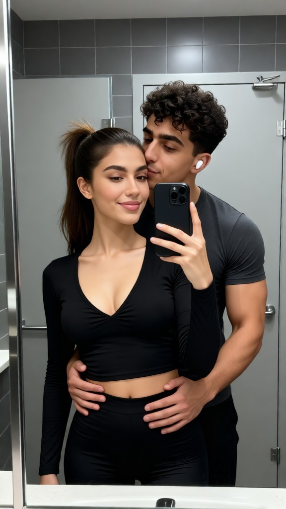 Video-Sexy Couple Kissing in Restroom-TU image