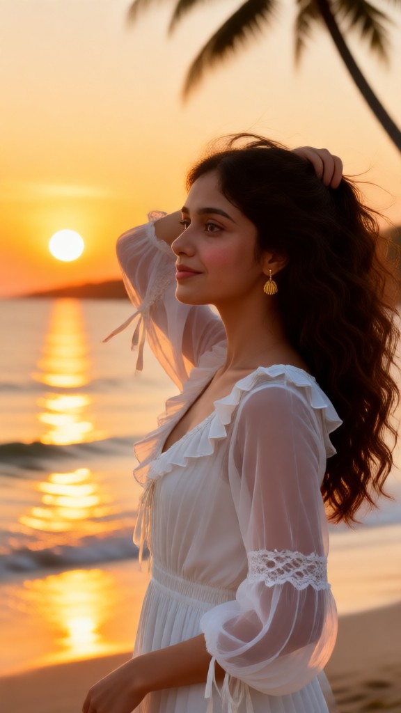 Sunset and Beautiful Girl image