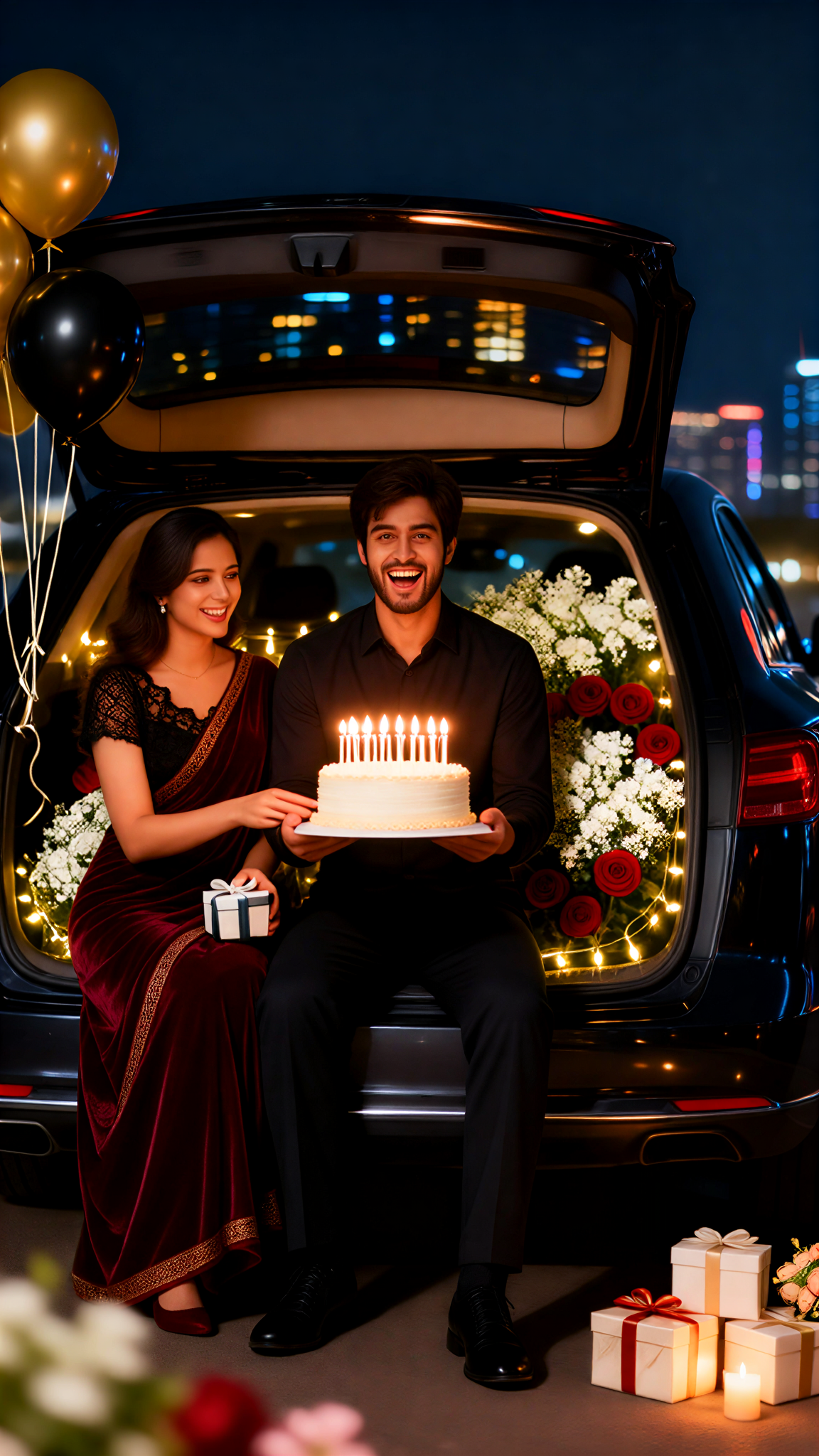 Her Seated Car Birthday Surprise image