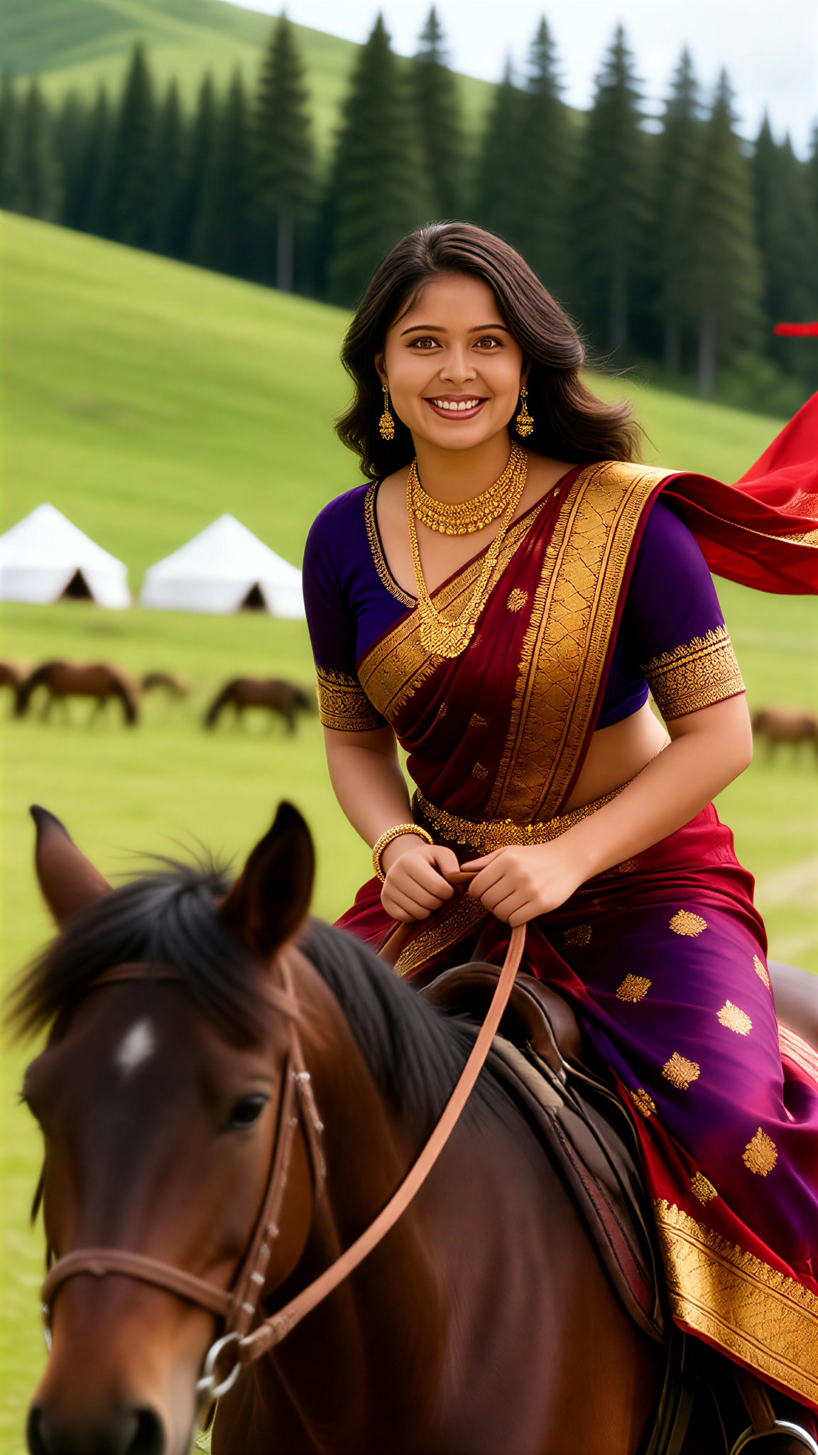 Horse-riding in a sari image