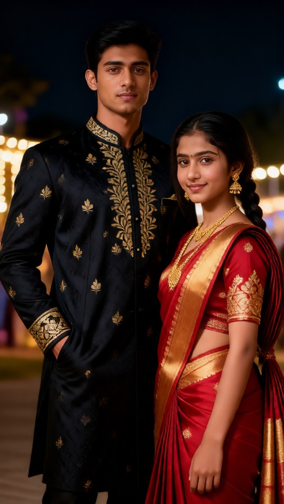Red Saree in the Twilight Glow image