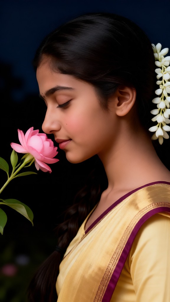 Rainy season melancholy saree photo image